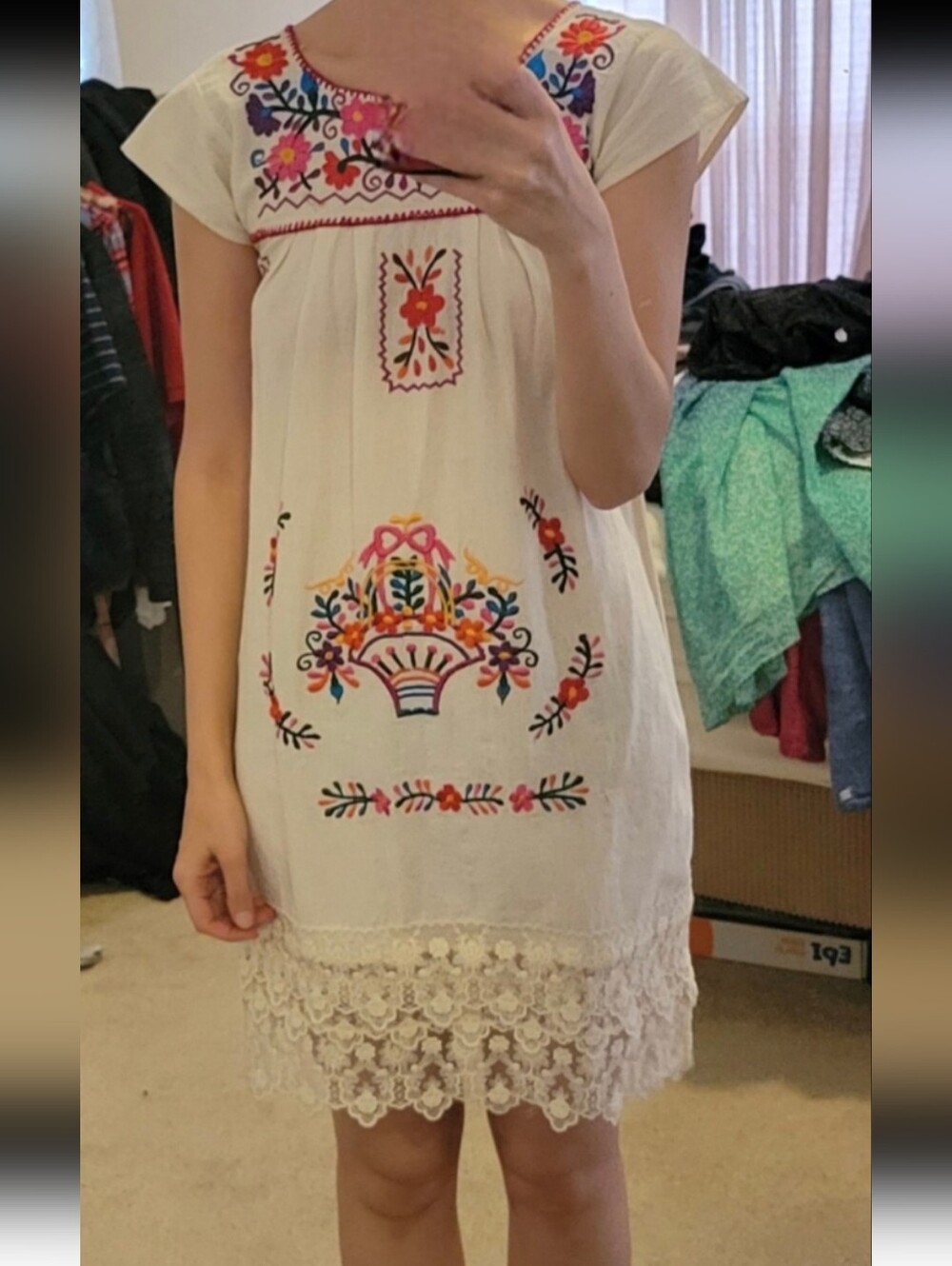 Beautiful mexican puebla linen Embroiry dress. - Picture 4 of 4